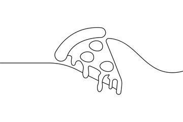 Pizza slice one line drawing  minimalist continuous line art vector illustration
