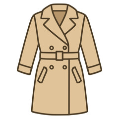 beige trench coat fashion warm lifestyle flat color vector illustration template design