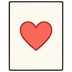 a paper with heart love drawn flat color vector illustration template design