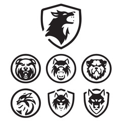 set of heraldic shield Black Dog logo vector image