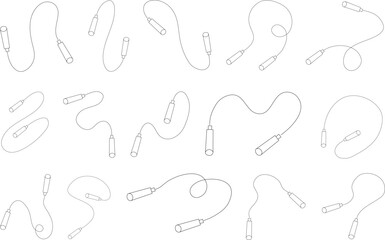 Jump ropes with various shapes and loops, ideal for fitness, gym, and sports design themes in digital, print, and web projects.