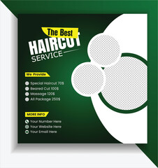 Barber shop hair salon social media post template. beauty spa business	