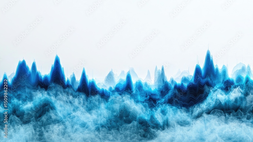 Poster abstract blue wave pattern with smooth textures and gradient effects