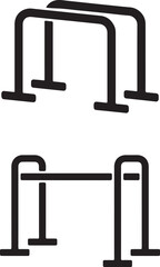 Parallel Bar Icon Set, Gymnastic Exercise Equipment, Black Vector, Transparent Background