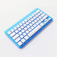 A Blue Keyboard With White Keys On A White Background