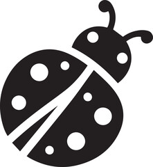 Minimalist Ladybug Silhouette Vector with Eight White Spots – Insect Illustration