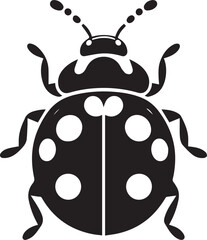 Minimalist Ladybug Silhouette Vector with Eight White Spots – Insect Illustration