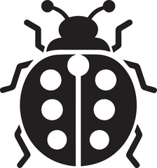 Minimalist Ladybug Silhouette Vector with Eight White Spots – Insect Illustration