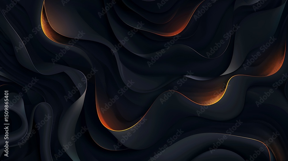 Poster abstract dark background with golden wave pattern