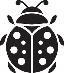 Minimalist Ladybug Silhouette Vector with Eight White Spots – Insect Illustration