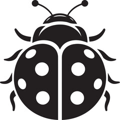 Minimalist Ladybug Silhouette Vector with Eight White Spots – Insect Illustration