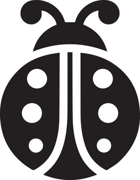 Minimalist Ladybug Silhouette Vector with Eight White Spots &ndash; Insect Illustration