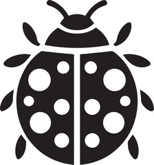 Minimalist Ladybug Silhouette Vector with Eight White Spots – Insect Illustration