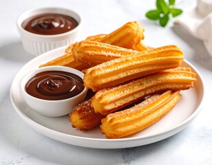 Crispy churros with chocolate dipping sauce