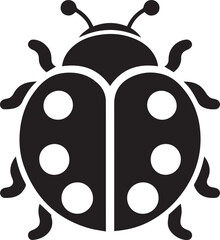 Minimalist Ladybug Silhouette Vector with Eight White Spots – Insect Illustration