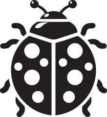 Minimalist Ladybug Silhouette Vector with Eight White Spots – Insect Illustration