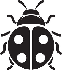 Minimalist Ladybug Silhouette Vector with Eight White Spots – Insect Illustration
