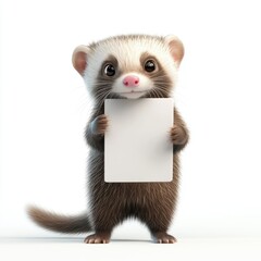 A cute little animal holding a blank piece of paper