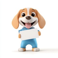 A cartoon dog is holding a white board
