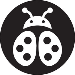 Minimalist Ladybug Silhouette Vector with Eight White Spots – Insect Illustration