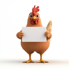 A cartoon chicken holding a white board