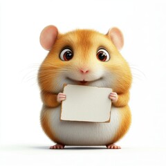 A cute hamster holding a piece of paper