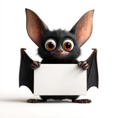 A cartoon bat holding a white board