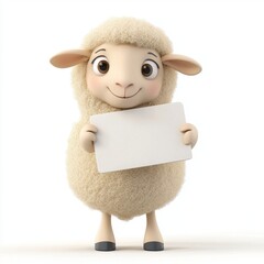 A cartoon sheep holding a white board