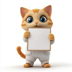 A cartoon cat holding a white board