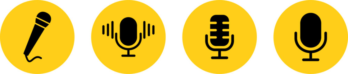 Microphone Icons set. variant microphone icon. Karaoke mic. Podcast microphone isolated on color full background. web and mobile icons. vector illustration. © JasimMughal