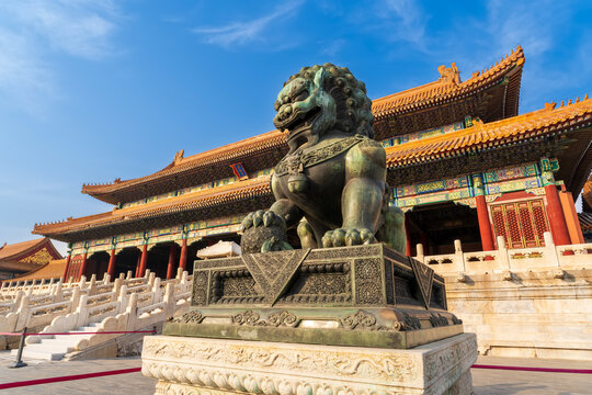 Bronze Lion at the Forbidden City in Beijing