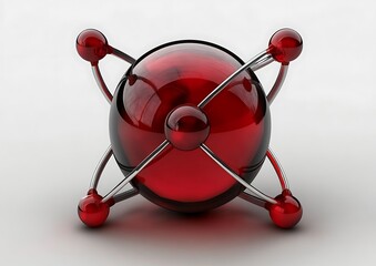 Red molecule graphic