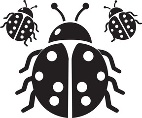 Minimalist Ladybug Silhouette Vector with Eight White Spots – Insect Illustration