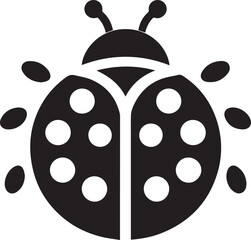 Minimalist Ladybug Silhouette Vector with Eight White Spots – Insect Illustration