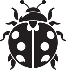 Minimalist Ladybug Silhouette Vector with Eight White Spots – Insect Illustration