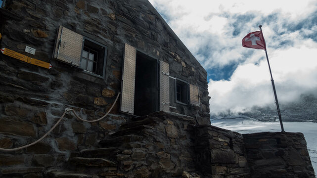 monte leone hutte on swiss alps
