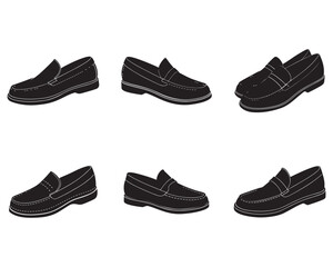 slip on loafer shoe design silhouette vector illustration