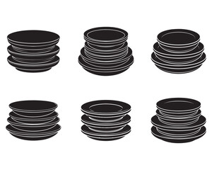 a stack of rustic ceramic plates minimalist style