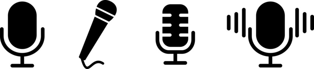 Microphone Icons set. variant microphone icon. Karaoke mic. Podcast microphone set. web and mobile icons. vector illustration.