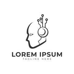Human Head Artificial Intelligence Logo Vector Icon Illustration