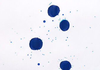 Blue ink blots on white background