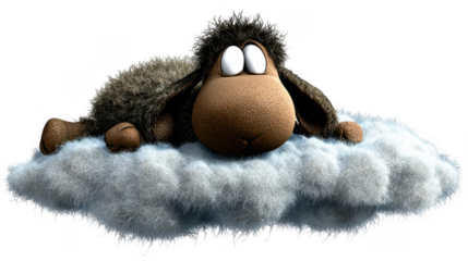 Cartoon sheep on cloud