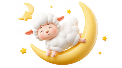 Cartoon sheep on moon illustration