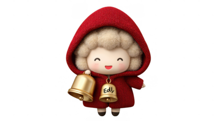 Cute cartoon figure with red jacket and bells