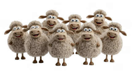Cartoon sheep group happy illustration