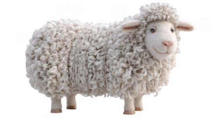 Fluffy sheep figurine isolated