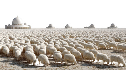 Sheep flock grazing landscape