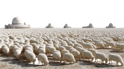 Sheep flock grazing landscape