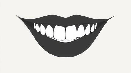 Naklejka premium A simple black smiley face on a white background represents happiness and positivity. This design captures a playful and cheerful mood with its minimalist style.