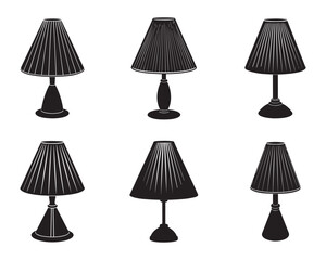 A flat design illustration of a striped lamp, featuring a yellow shade and a green base. This graphic is perfect for creating a cozy and stylish atmosphere in your projects.